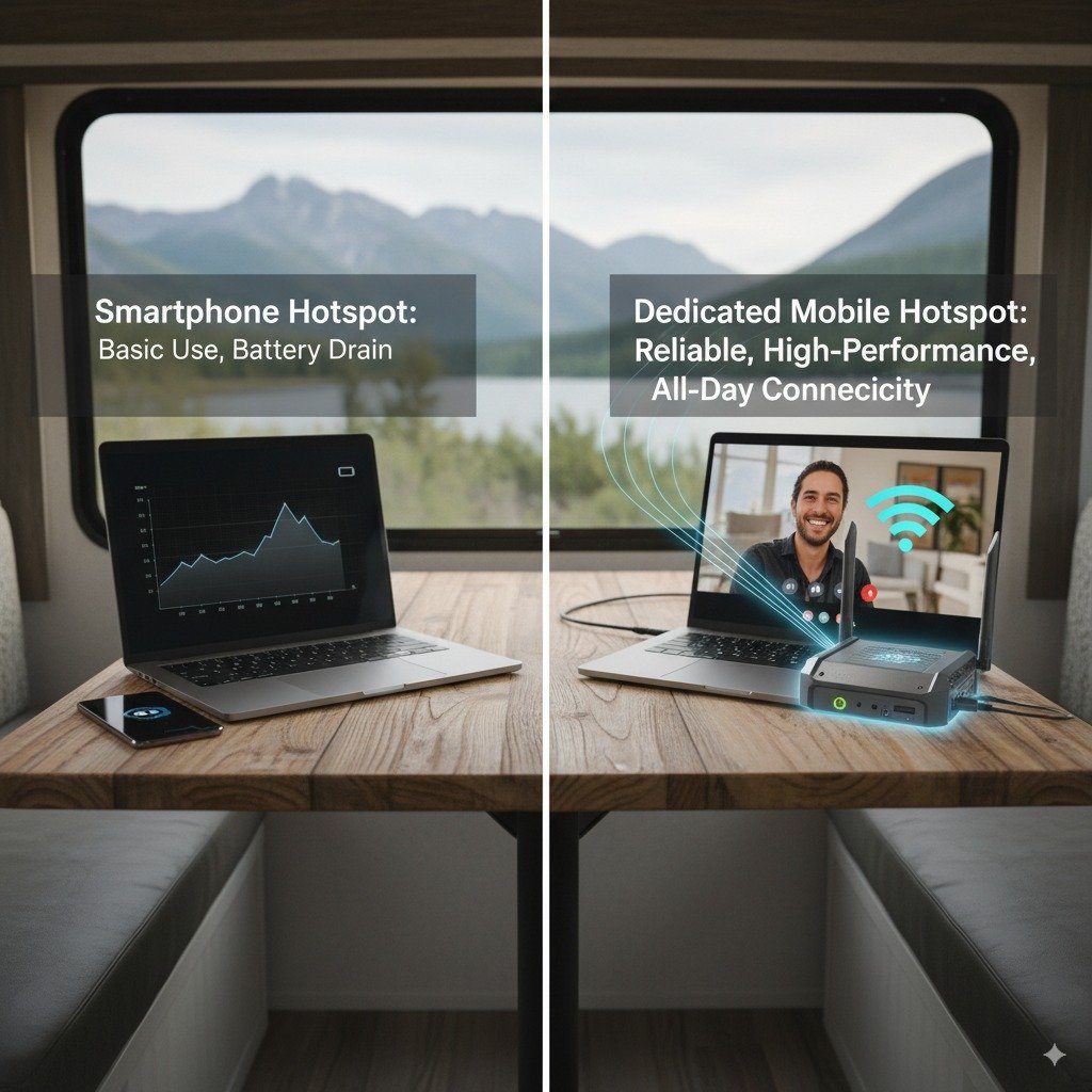 smartphone hotspot vs. a dedicated mobile hotspot for RV