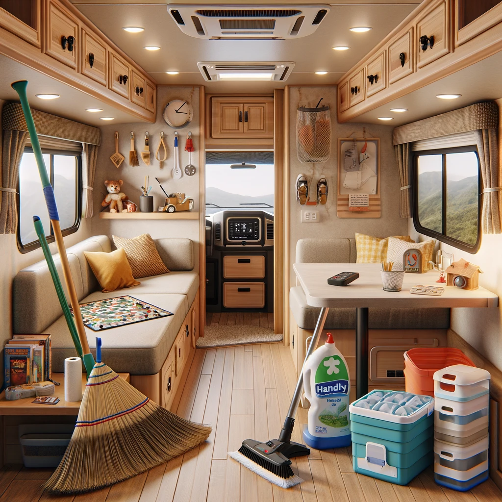 Cleaning supplies in RV