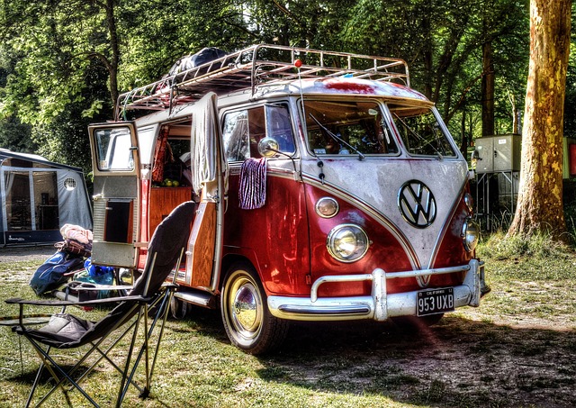 VW Bus at Campsite