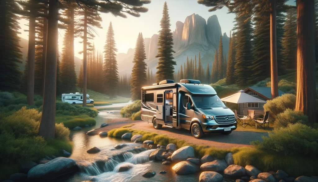 Sprinter at campsite