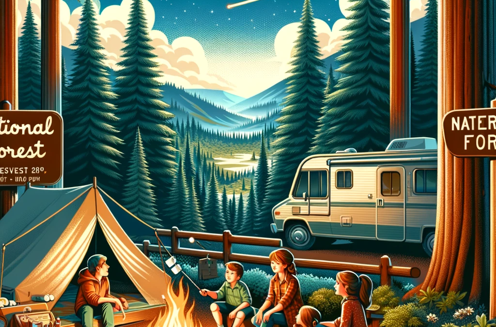 idyllic family camping scene