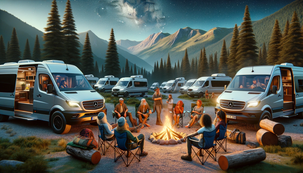 camper van owners enjoying a campfire