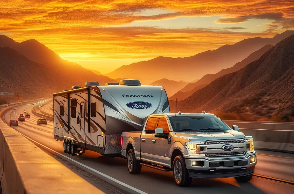 Ford Pickup hauling travel Trailer