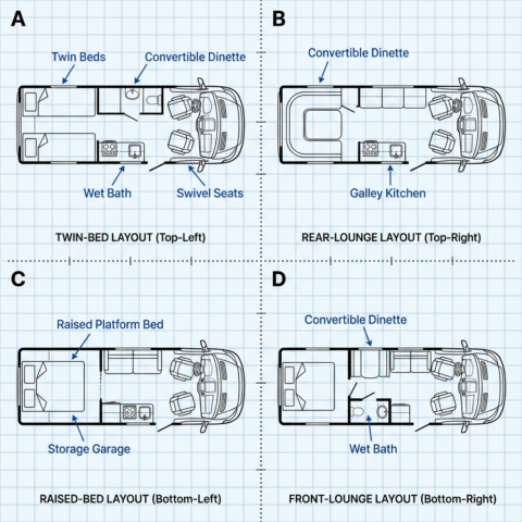 Class B Layout Class B RV Floor Plans 2026: Rear vs Wet Bath