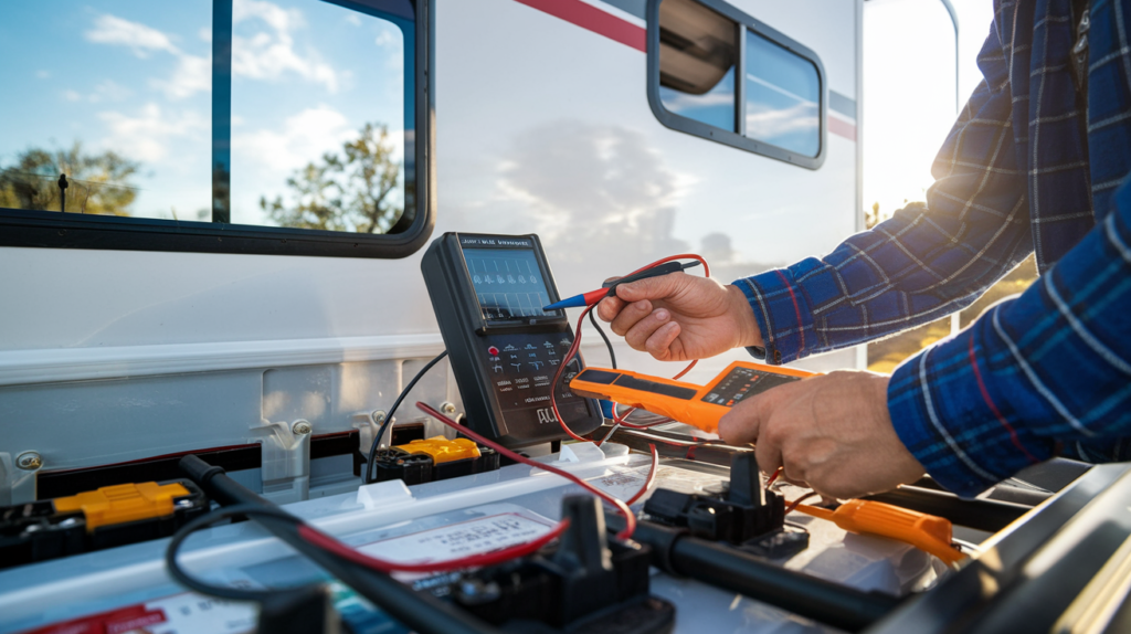 Technician Inspecting Solar Setup