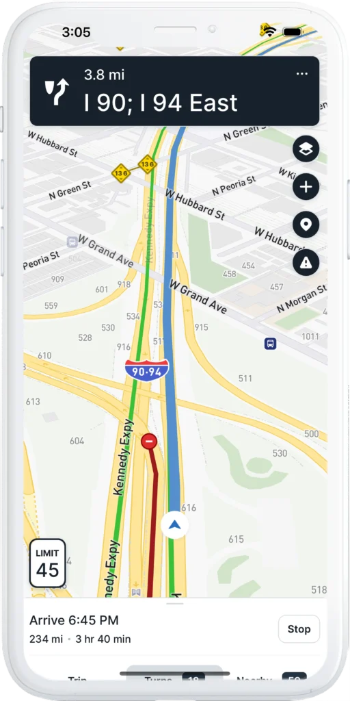 TruckMap app interface 
